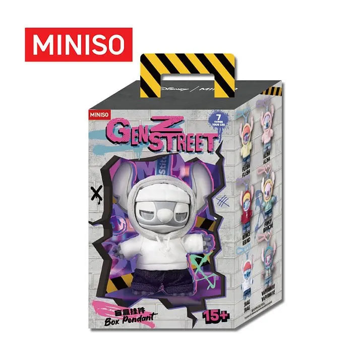 Disney Stitch Gen Z Street Soft Vinyl Plush Charm - Miniso charm Collectible Keychain at Mega Claw, product image 9