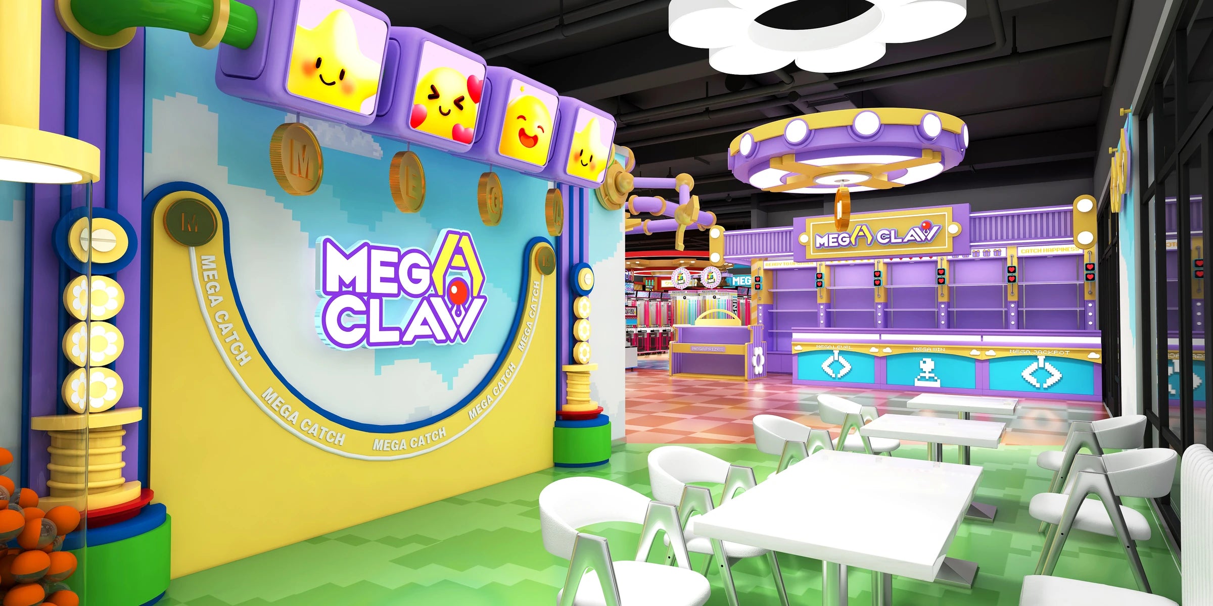 Mega Claw arcade interior rendering in Las Vegas